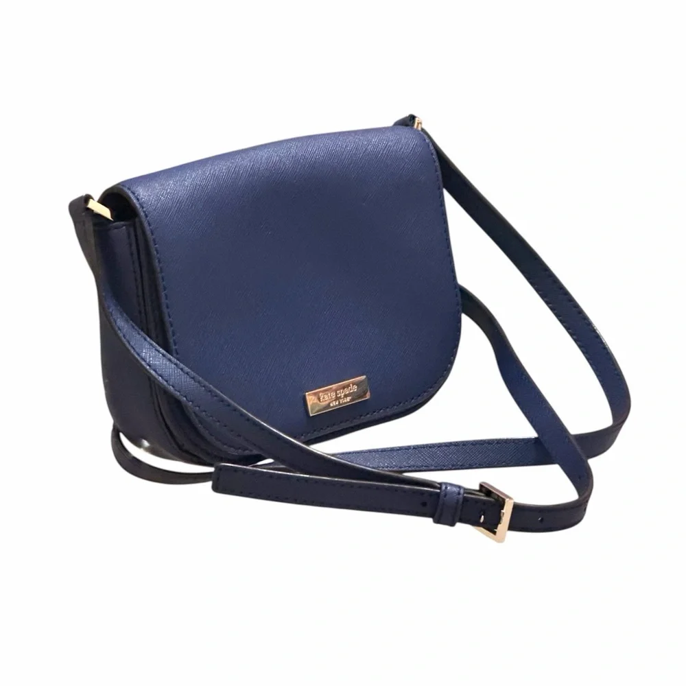 Kate Spade Navy Laurel Way Carsen Leather Crossbody Bag Purse Adjustable Strap